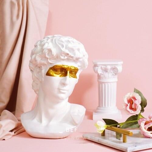 Nordic Style Gypsum Head David Art Sculpture Michelangelo Buonarroti Figurine Creative Resin Craft Decorations For Home R4689