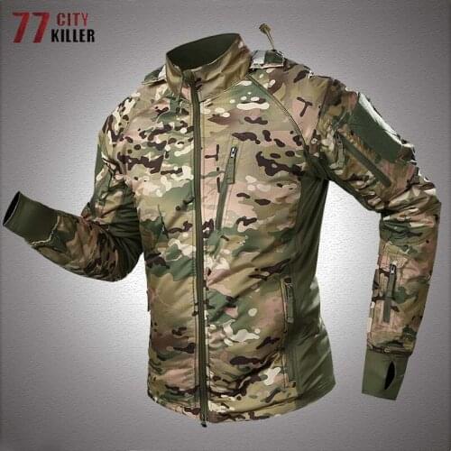 Camo Tactical Jackets Men Lightweight Fleece Warm Waterproof Army Windbreaker Coats Military Multi-pocket Wear-resistant Jacket