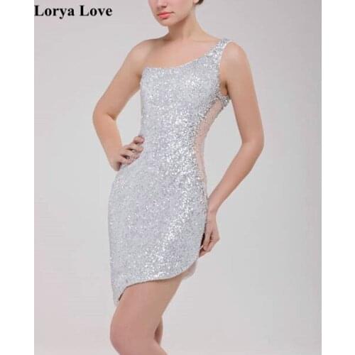 Mini Cocktail Dresses 2020 Silver Sequin Vestidos De Gala Sexy Women Formal Party Short Prom Gown Homecoming Graduation Dress