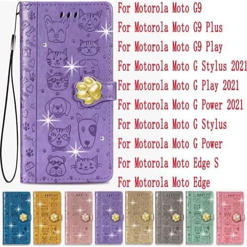 Sunjolly Leather Case Flip Card Wallet Stand Cover coque For LG Motorola Moto G9 Plus Play G Stylus Play Power 2021 Edge S