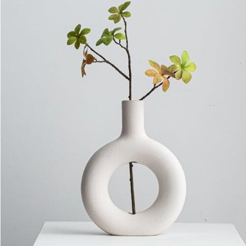 Creative Frosted Particles Hollow Ceramic Vase Home Decor Vases Living Room Decoration Flower Arrangement TV Cabinet Decoration