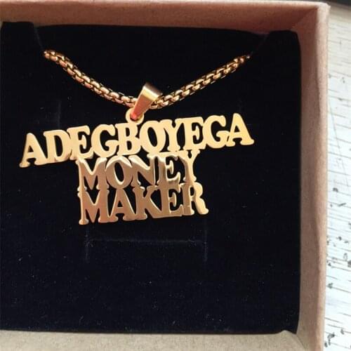 Lateefah Punk Style Box Chain Design Custom Name Personality Necklace Women Fashion Stainless Steel Pendant Custom Jewelry