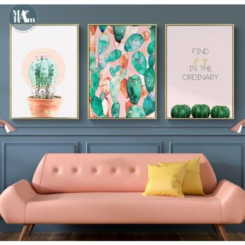 Maeham Nordic Green plant cactus wall art Canvas Painting posters Prints wall Pictures for Living Room Morden art Home Decor