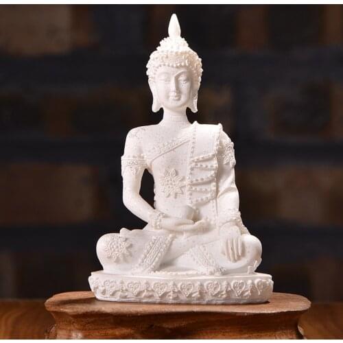 Small Buddhist Sandstone Resin Crafts Sitting Buddha Ornaments Sculpture Home Decoration Ornaments Gifts