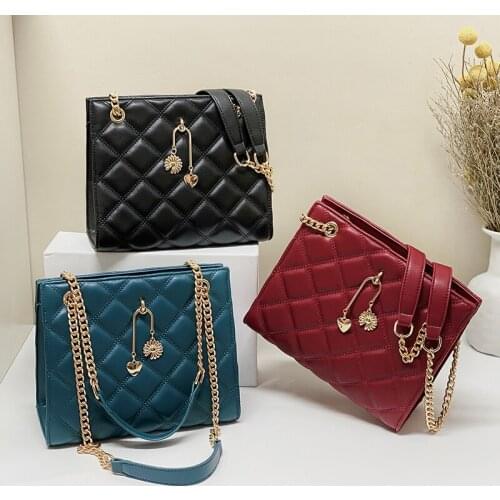 Fashion Womens bag solid color PU leather womens chain Shoulder Messenger Bag bags for women 2021 Womens handbag bolsas