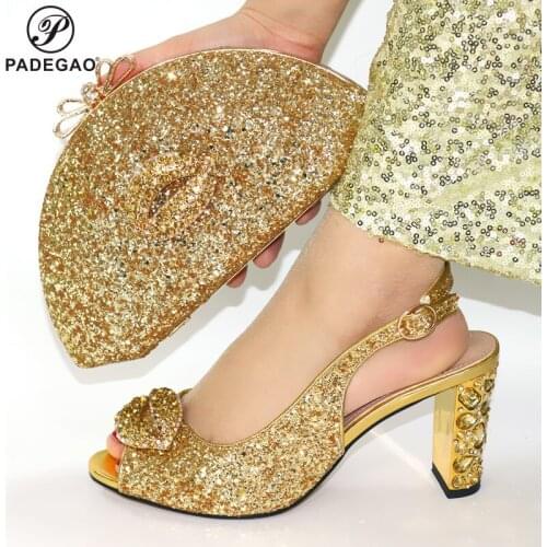 Fashionable Italian Design Italian Ladies Shoes and Bag to Match African Elegant Style Matching Shoes and Bag for Wedding