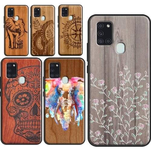 Bamboo Wood Pattern Skull Print Soft Case For Samsung A72 A52 A42 A32 A12 A01 A02S A40 A50 A70 A11 A41 A51 A71 A20e A21S Cover