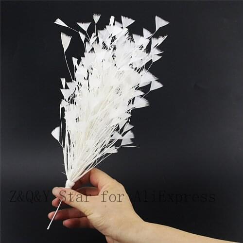 Natural turkey feather dyed white made of wire flower DIY craft jewelry head decorative feather