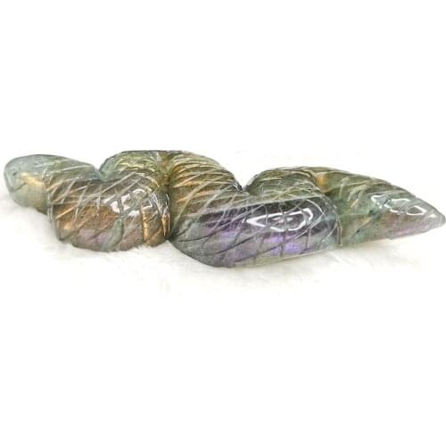Hand Carved Natural Purple Flash Labradorite Snake Quartz Crystal Snake Carft Fengshui Healing Crystal Stone Home Ornament