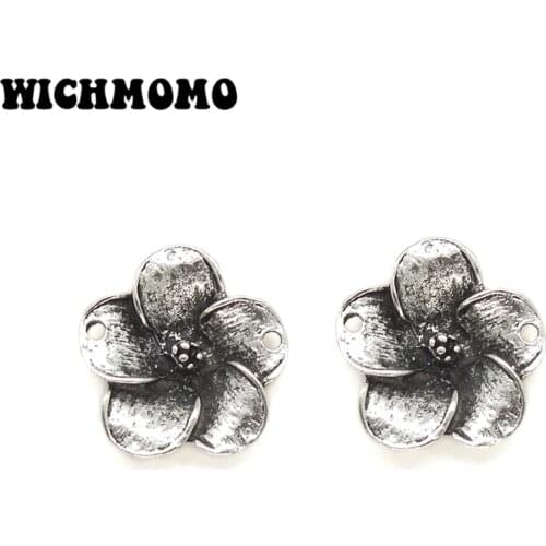 New Fashion 29*28mm 2pieces/bag Retro Zinc Alloy Flowers Connectors Pendant for Earring Necklace Jewelry Accessories
