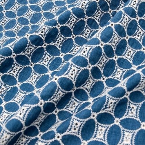 New Colorful Cotton Cloth full Embroidered Lace Fabric Handmade DIY Clothes Accessories Width 130cm 1Yard