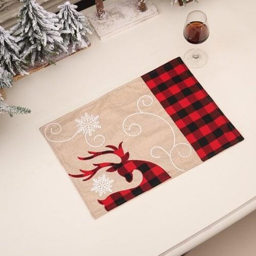 New Year 2022 Christmas Individual Dining Table Decorations Linen Placemat Elk Dining Table Mat Ornament adornos de navidad 2022