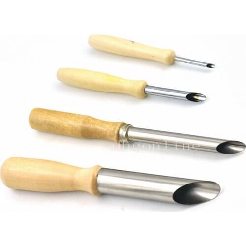 One Set Wood Handle Circular Round Hole Pottery Clay Cutting Carving Drilling 4 Tool DIY