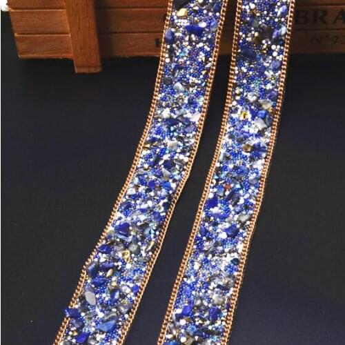 100cm Glass Crystal Rhinestone Trim For Shoes Cloth Banding Hotfix Strass Crystal Chain Bridal Beaded Applique For Wedding Dress