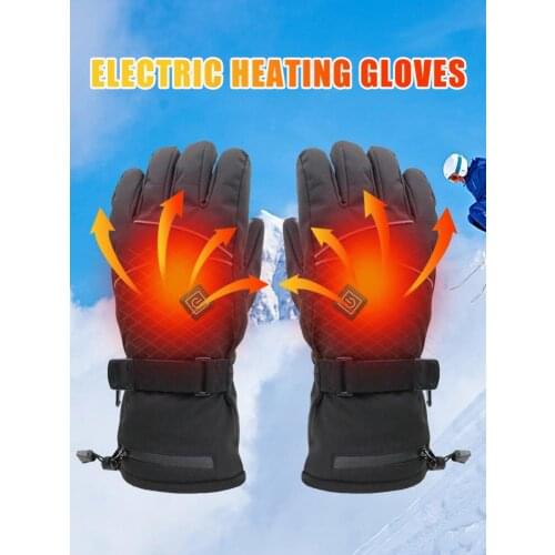 3.7V Electric Heated Gloves Waterproof Touch Screen Thermal Gloves With Rechargeable Battery Three-speed Thermostat Ski Gloves