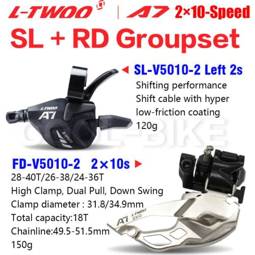 LTWOO A7 2x10 20 Speed Derailleur Groupset 2 Kits 2x10 Front Derailleur and Trigger Shifter Lever Left 2 Speed Repair Parts