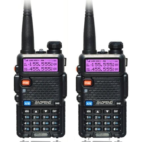 2pcs/set Baofeng UV 5R Portable Dual band VHF UHF two way 5W ham cb radio uv-5r Walkie Talkie Communications equipment uv5r