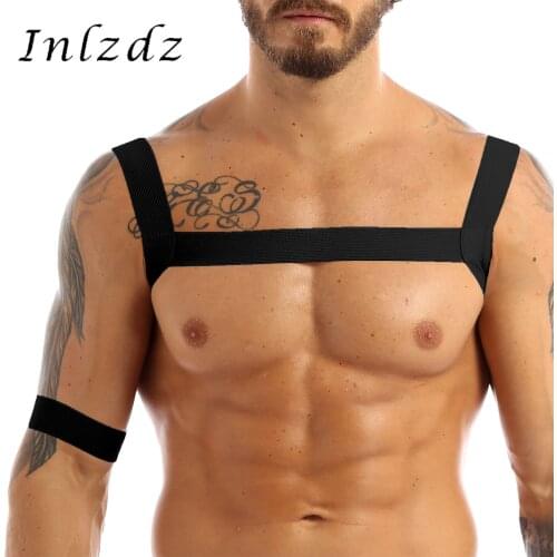 Body Chest Harness Belt Mens Lingerie High Elastic Shoulder Muscle Support Brace with Arm Band Exotic Lingerie Sex Costume