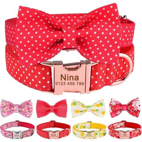 Regulable Nylon Personalized Dog Collar Colorfast Customized Products Engraved Dog Collar ID Tag Small Large Cat Pet Dog Collar