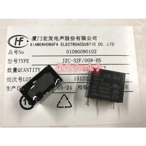 Relay HF32F-9V-HS 5A 250V 4-pin set of normally open JZC-32F 009-HS3
