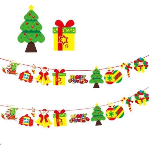 Christmas Decorations Banner Flag Merry Christmas Home Shop Market Room Decor DIY Paper Xmas Flags Santa Clause Bunting Banners