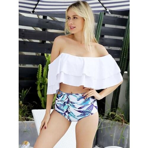 Sexy Falbala Bandeau Bikini Luxury Tankini Swimsuit 2021 New Designer Bathing Suits High Waist Swimwear Womens Beach Clothing