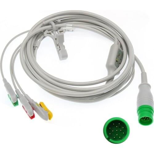 Compatibe 3lead IEC clip ecg cable for Mediana d500 patient monitor 13pin