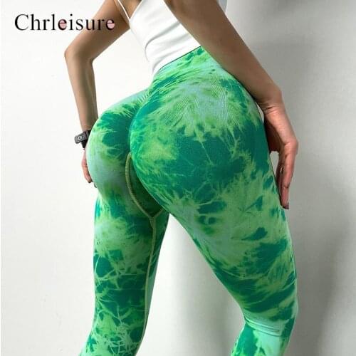 CHRLEISURE Women Leggings Tie Dye Push Up High Waist Pants Gym Sexy Leggings Workout Fitness Sport Wear Elastic Running Leggings