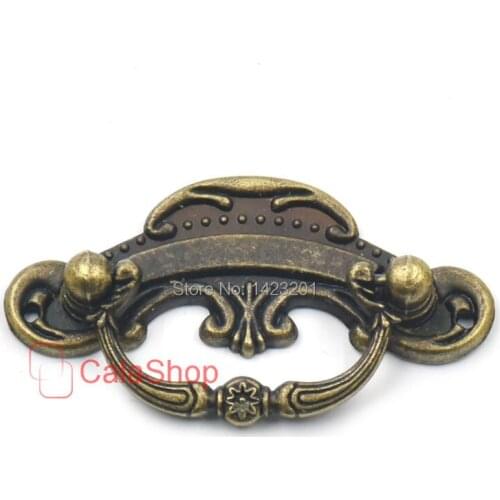 10 Pcs / Lot 60mm x 30mm Antique Brass Furniture Cabinet Dresser Drawer Cupboard Jewelry Box Door Window Pull Handle Knob