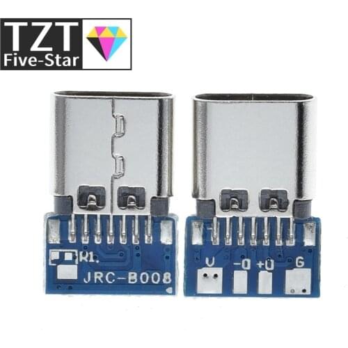 10pcs USB 3.1 Type C Connector 14 Pin Female Socket receptacle Through Holes PCB 180 Vertical Shield USB-C