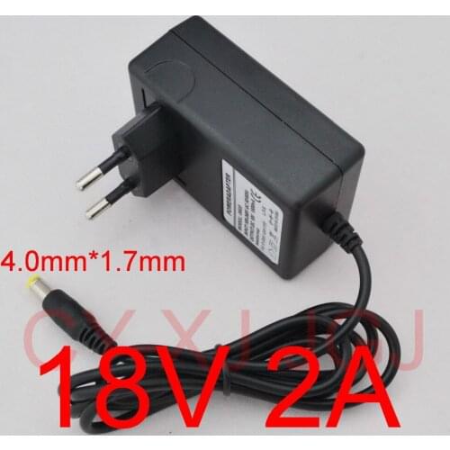 100PCS 18V 2A AC 100V-240V Converter Adapter DC 18V 2A 2000mA Power Supply EU Plug 4.0mm x 1.7mm