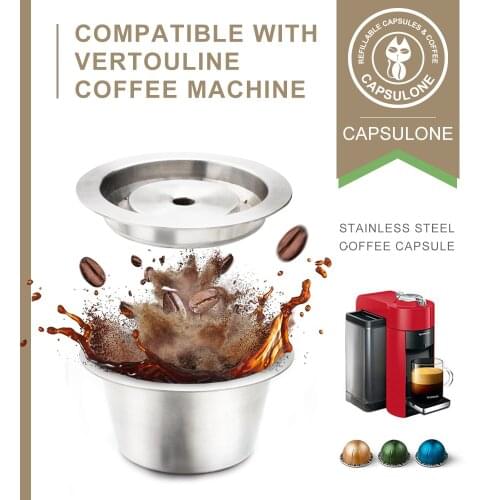 2 way use/CAPSULONE reusable Coffee capsule pod fit For Nespresso Vertuo Vertuoline metal Stainless Steel Refillable Capsule