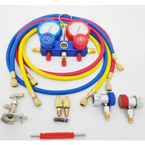 2021 Car Air Double Valve Pressure Gauge Car Air Conditioning Refrigerant Freon with Seal Rings R22 R-410A R-134a R-404A