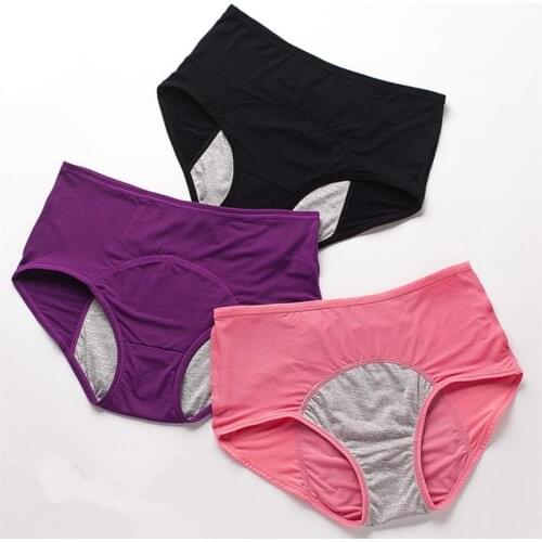 3Pcs/lot Plus size 8XL Intimates Menstrual Panties Women Leak Proof Incontinence Underwear Period Proof Cotton Briefs