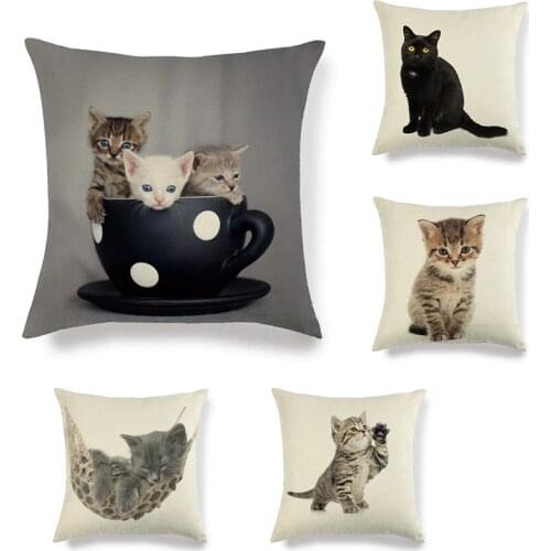 45*45cm Baby Bedroom Cute Cat Sofa Cushion Cover Pillow Decorative Tropical Pillow Decorative Pillowcase for Sofa Pillow Cover
