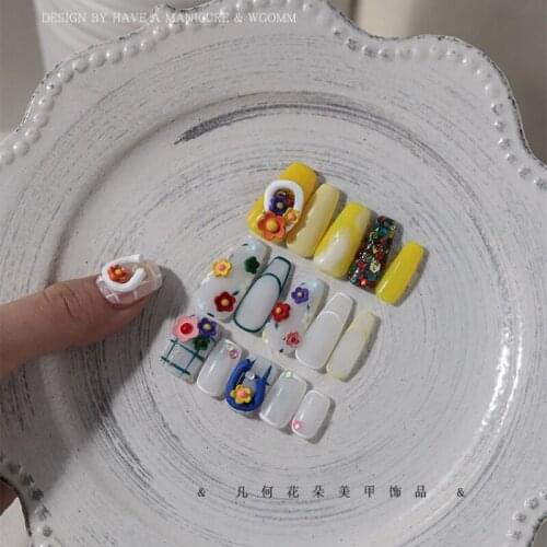 Venalisa 5/6/10 PCS Matte Candy Flower Nail Art Decoration Flower Ring Style Nail Art Rhinestone Jewelry DIY 3D Nail Accessories