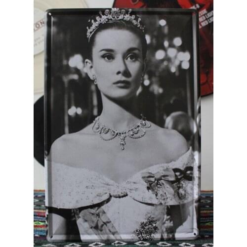 50pcs/lot Metal Sign shabby chic Metal sign vintage Retro Audrey Hepburn film scene decorative Tin wall plaque A-09