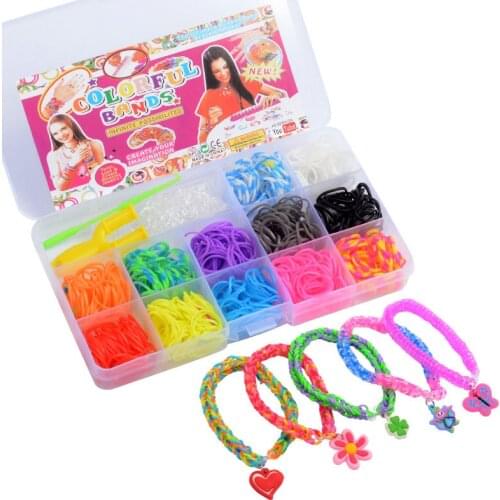 Colorful Elastic 1Box Multi Purpose DIY Braid Tool Nice Gift 15 Grids Rubber Band Kids Hair Accessories