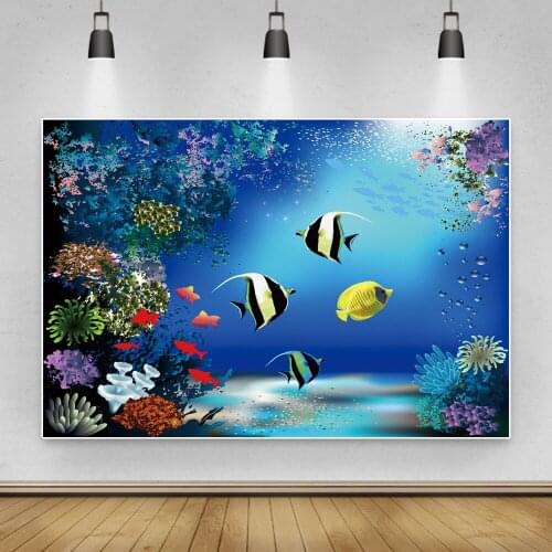 Aquarium Underwater Seaplants Birthday Fish Tank Decro Birthday Photozone Photophone Photographic Backdrops Photo Background