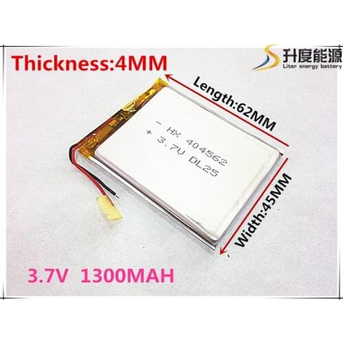 Free shipping Polymer battery 1300 mah 3.7V 404562 smart home MP3 speakers Li-ion battery for dvr,GPS,mp3,mp4,cell phone,speaker