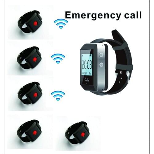 1 watch wrist pager+5 watch wrist call for waiter call/ guest call/ nurse emergency pager ,wireless calling system