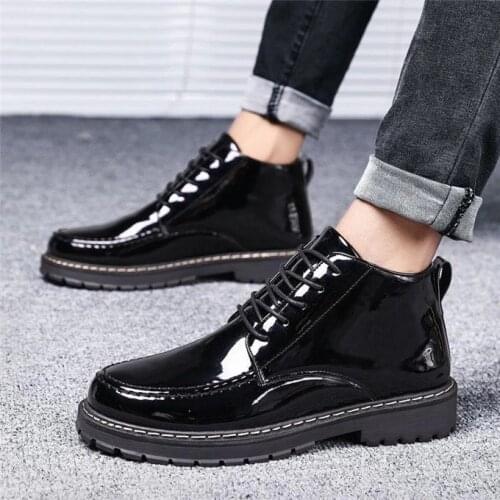 Genuine Leather Mens Martin Boots High-top Casual Retro Male Ankle Short Boots Autumn Brock Paint Leather Motorcycles Boots