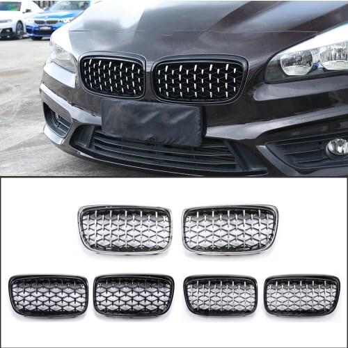 A Pair Diamond Star Style Grill Car Front Kidney Grille Bumper For BMW 2 Series F45 F46 228i 220i 235i 2014-2018 Car Styling