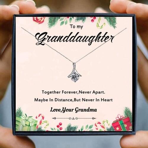 Necklace for Granddaughter Grandma Gifts Necklace Crystal Chain Necklaces for Women Pendant Jewelry Christmas Collares Bijoux