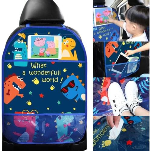 Baby Anti-Kick Pad Cartoon Car Seat Back Hanging Pad Mat Protect Cover Children Kids Waterproof Keep Clean Organizer Storage Bag
