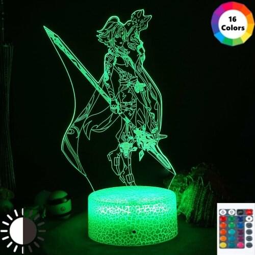 3D Luces Genshin Impact Gamer Figure Gaming Room Anime Setup Quarto Decor Night Light Teenager Figuras Boys Luminaria Kids Gift