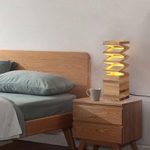 Characteristics of Creative Art Cafe living bedroom bedside lamp decorative atmosphere of wood hand LED small table lamp ZH MZ53