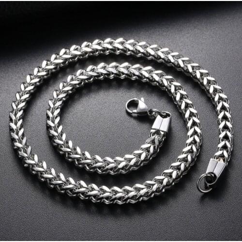 Hip Hop Necklaces for Men 5mm Weaver Link Chain Long Necklace 316L Stainless Steel Jewelry Choker Collier Korea Accessory Bijoux