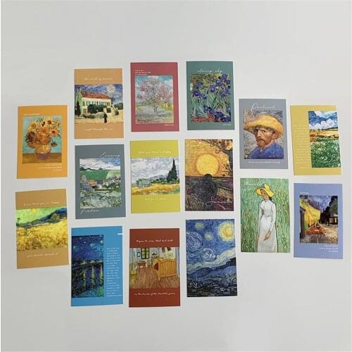 15 Pcs Nordic Classical Oil Painting Masterpiece By Van Gogh Card Sticker HD Photo for Home Art Wall Background Diy Decoration