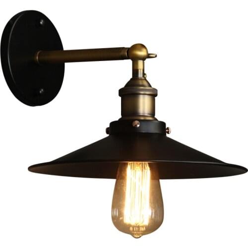 Classic Vintage Loft Retro Industrial Black Painted Metal Wrought Iron Wall Lamp with E27 Edison Bulb Outdoor Wall Sconce